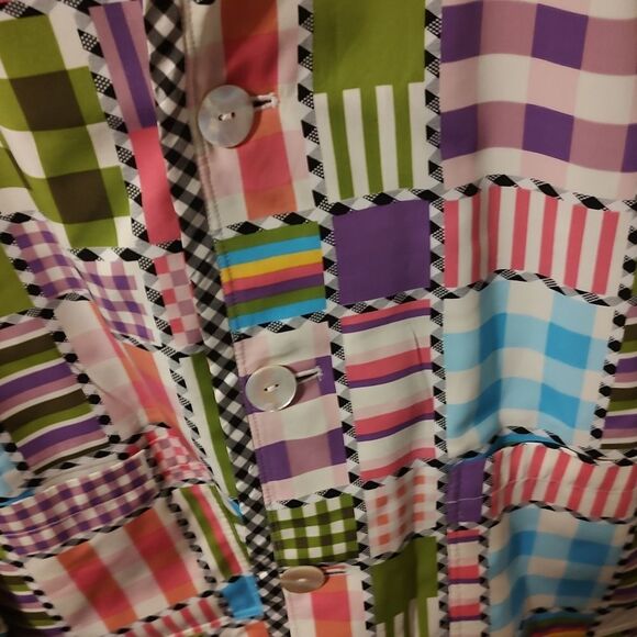 KOOS of Course Black Patchwork Vintage Reversible Wearable Art Jacket Large - Picture 6 of 7